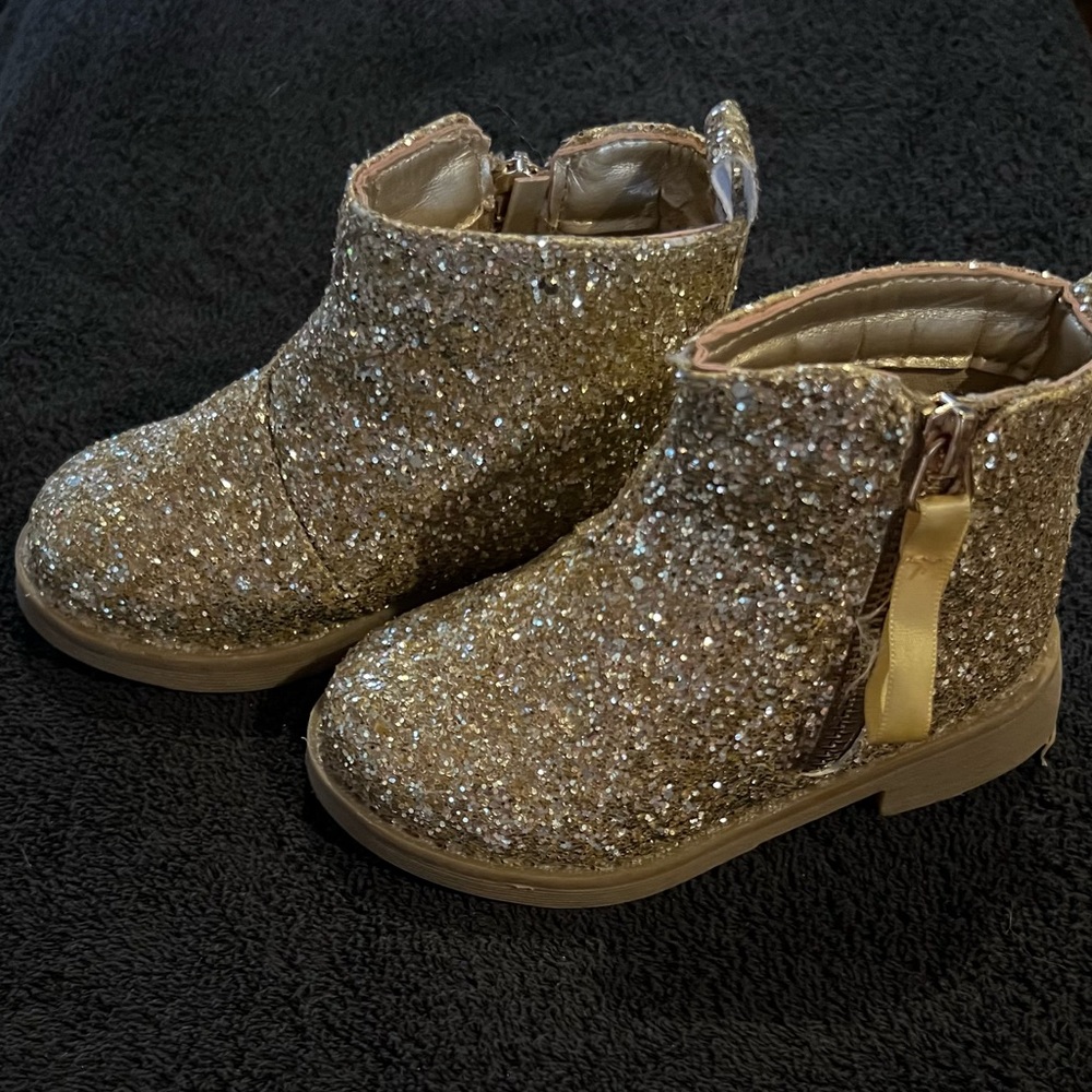 Gold glitter boots